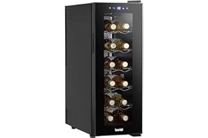 Dellonda Baridi Black 12 Bottle Wine Fridge Cooler, Super Quiet 25dB, Touch Control, LED - DH73