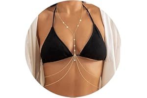 SURALIN Catena per il Corpo in 1 Pezzi, oro Catena per Reggiseno e Bikini Catena per il Petto Vacanze Estive in Spiaggia, Catena per il Corpo