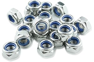 MEHURR M8 Nyloc Hex Nut (Pack of 20) - A2 304 Stainless Steel With Nylon Insert Lock for Bolts & Screws, DIN 985, 8mm
