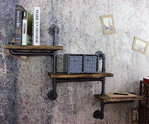 GUJJ Retro industrial partitions, solid wood water pipes, shelving, multi-storey shelving, 115*20*85cm