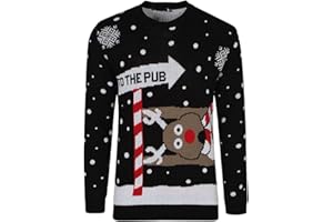 mymixtrendz Mens Xmas Novelty Knitted Christmas Reindeer, to The Pub Jumper Size S-2XL