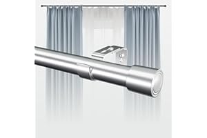 ROD&TRIKIN Curtain Poles for Eyelet Curtains Extendable Silver Curtain Pole Stainless Steel with Adjustable Brackets and Cap Finials Curtain Rods for Windows Door,Bedroom,Dining Room,Kitchen(67-138cm)