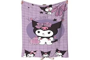 YCVBCY Kuromi - Manta para niños, Kawaii, juego de mantas de cama con dibujos animados, impresión suave, manta de microfibra cálida para todas las estaciones, para cama, oficina, sofá 3