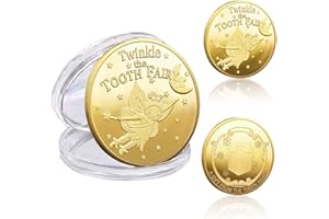 QXRXN Zahnfee Münze Gold, Zahnfee Geschenke Ideen für Mädchen Junge, Zahnfee Münzen Goldmünzen Gedenkmünze für die verlorenen Zahn Kinder 2 Stück