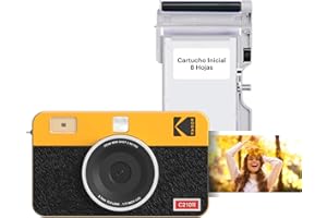 KODAK Mini Shot 2 Retro 4PASS 2-in-1 Cámara instantánea e Impresora fotográfica (5,3 x 8,6 cm) + 8 Hojas, Amarillo