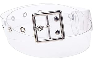 JinYu Corazón/redondo/cuadrados con ojales para mujer, personalidad, cinturón de hebilla transparente, decoración de cintura ancha, paquete de 1