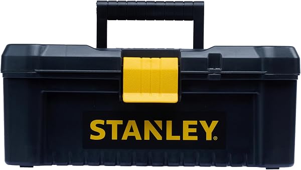 STANLEY Caja de herramientas de plástico con cierre de plástico, 40,6 x 20,5 x 19,5 cm, asa ergonómica, organizadores en la tapa, bandeja interior extraíble, orificio para candado, STST1-75517 - 1