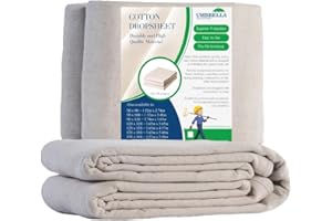 UMBRELLA OUTDOORS Heavy Duty Cotton Dust Sheets for Decorating Painting - Drop Cloths for Furniture, Floor Covering, Dust Covers - Durable, Reusable Covering Sheets for Renovation, Construction (Natural, 6X3FT)