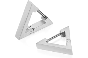 JewelryWe Unisex Stainless Steel Triangle Shape Ear Stud Ring