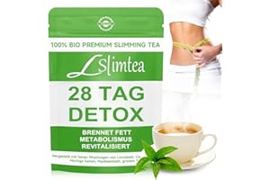PFLAROSA Detox Tee zum Abnehmen & Bauchfett Verbrennen – 28 Tage Stoffwechsel-Kur mit Lotusblatt, Moringa & Grüntee – Natürlicher Fettverbrenner, Vegan & Allergenfrei, Gegen Blähbauch,grüne helfer