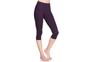 MITAAMI High Waisted 3/4 Lenght Cropped Cotton Pants - Non See Through Capri Leggings Tummy Control Panel Active Pants - Casual Stretchy Sport Gym Yoga Leggings