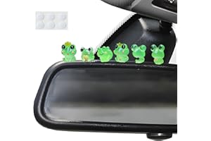 PHIOMUUE Glow-in-the-dark Frog Car Dashboard Decorations,6 Adorable Frog Dashboard Accessories, Fun Car Interior Decor,Rearview Mirror & Dashboard Accessories for Home Office Desk Computer Table