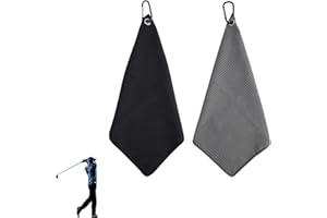 ZDHOSTY 2 Pcs Golf Towels Absorbent, Golf Towels For Golf Bags With Clip, with Carabiner Clip, for Hanging on Golf Club Bag for Golf Bags Fitness Sport Outdoor Yoga Camping Gym