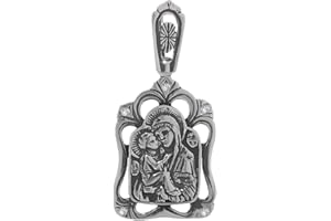 NKlaus Sterling Silver 925 Orthodox Icon Pendant Mother of God 4 Zirconia White 36249