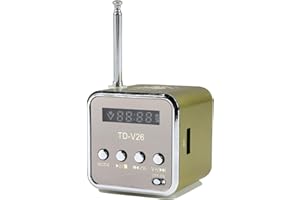 TIANXUAN Mini Radio Digital Radio Td V26 Small Portable Retro Mains And Battery Mini Speaker Music Stereo Mp3 Mp4 Player Portable Fm Pc Fashion Support Tf Card And U Disk Usb Player (Matcha color)