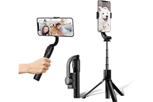 BOXMOM Gimbal Smartphone Stabilisator, 1-Achsen, Handy, mit Bluetooth Fernbedienung, 3-1, für Vlogging, YouTube, Live-Video, TikTok, Kompatibel mit for iPhone/Android