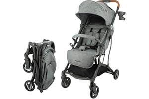 Poussette compacte CASSY 6-48 mois, légère et maniable - pliable à une main - Sac de transport et porte gobelet inclus - Nania (gris)