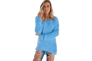 PENGNIAO Maglioni Lunghi Donna Oversize Maglione Girocollo Lungo Trecce Pullover Mohair Intrecciato Donna Larghi Maglioncino Invernali Maglie Maglia Inverno Pull Donna Maglioncini Ragazza Maglieria per Signora