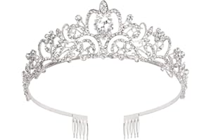 MOONIGHT Diadem Silber mit Kamm Hochzeitskrone Braut Kopfschmuck Königin Krone Erwachsene Geburtstag Tiara Damen