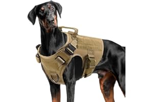 FEimaX Taktyczne szelki dla psa do patrolu wojskowego, kamizelka Molle, dla dużych psów, z uchwytem i przednim klipsem, do treningu myśliwskiego, wędrówek, brązowe, rozmiar L