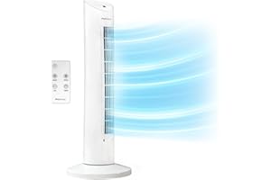 Pro Breeze® 30-inch Tower Fan with Oscillation, Ultra-Powerful 60W Motor, Remote Control, 7.5 Hour Timer and 3 Cooling Fan Modes for Home and Office