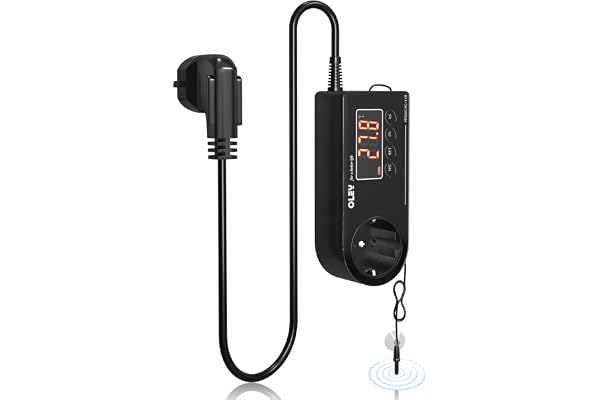 Termostatuttag 220V Temperaturregulator med Sond EU-uttag Fuktregulator för Växthus, Reptiler, Akvarium, Inkubator (1 st)