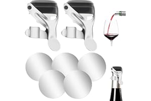 PRZRAO 2 Piezas Tapon Botella Cava, Tapón de Champán, Tapa Botellas de Vino, Acero Inoxidable Tapon Cava, Tapón Universal Twin para Conservar el Cava Vino Champagne, Tapon Conservador Hermético para Cava