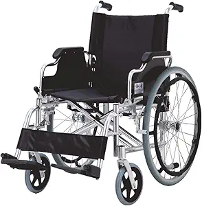 EASYCARE Foldable Aluminum Wheelchair wikth Nylon seat and Detachable (Capacity 100 Kgs and Product weight : 14kg)