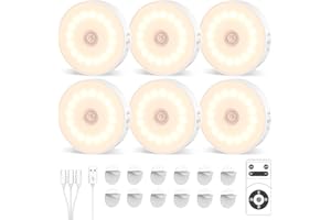 JVURICE Schranklicht mit Bewegungsmelder, 16 LEDs Schrankbeleuchtung mit Fernbedienung-10h Dauerlicht, 4 Timer-Stufen, Dual-Sensor (Licht/Bewegung) für Küche, Flur, Treppe, Kleiderschränke, Wohnmobil