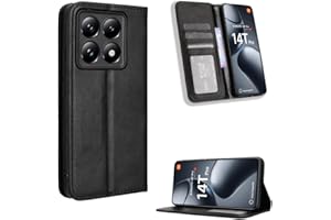 Fitudoos Handyhülle für Xiaomi 14T Pro, Premium Leder Klapphülle [Kartenschlitzen] [Magnetverschluss] [Standfunktion] [Anti-Fall] [Anti-Kratzer] - Schwarz