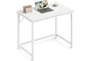 VASAGLE Escritorio, Mesa Oficina Pequeña y Estación Trabajo, Mesa para Teletrabajo, Estudio, Dormitorio, 50 x 80 x 76 cm, Estilo Moderno, Estructura Metal, Blanco Arce y Blanco Nube LWD038W44