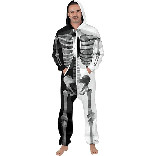 Enhome Herren Jumpsuit - 3D Print Strampler Mit Kapuze, Unisex Overall