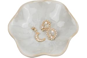 emperoch Ästhetische Keramik Schmuckschale - Dekorative Blattschale für Schlüssel, Ringe und Schmuck - Tisch- und Nachttischdekoration - Handgefertigtes Schmucktablett für Zimmer (Weiß)