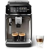 Philips 3300 Superautomatic coffee maker, Milk frother, 5 drinks, Black | Espresso Maker, Ceramic Grinder, SilentBrew 40% Qui