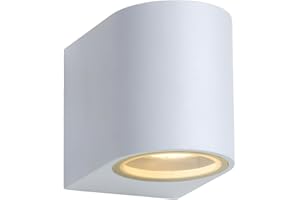 LUCIDE ZORA-LED - Foco de pared/Lámpara de pared Dentro/Fuera - LED Regul. - GU10-1x5W 3000K - IP44 - Blanco