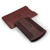 Pasha Shaving Premium Ahşap Sakal & Bıyık Tarağı, &Ccedil;ift Taraflı Diş Yapısı, Doğal Ahşap G&ouml;vde, Deri Taşıma Kılıflı Erkek Bakım
