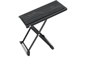 EASTROCK Guitar Foot Stool Professional, Adjustable Folding Metal Leg Rest for Classical Guitar Players with 5-Level Height Adjustment（Black）
