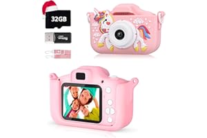 JASFYEE Appareil Photo Enfant, 2.0 Pouces Enfant Appareil Photo Numérique, Mini Caméra Enfant Rechargeable Caméscope Peut Être Connecté Au Téléphone Mobile, pour Filles Enfants Cadeaux Danniversaire De Noël