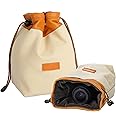 Excefore Camera Bag Soft Drawstring Lens Bag, DSLR Shoulder Bag with Adjustable Strap Camera Gadget Bag, Lens Pouch Handbag, Portable Lightweight for Daily Photography Travel,Vintage Style (M)