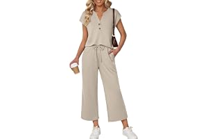 LILLUSORY 2 Piece Lounge Wear Sets for Women UK Wide Leg Tracksuits Casual Co Ords with Pockets