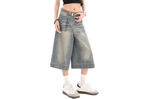 VOLYMOON Y2k Baggy Jean Shorts Jorts Y2k Hip Hop Shorts Skater Jeans Grunge Jorts Esthétique Pantalon