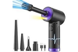 PEINAT Bombe Air Sec, Souffleur PC, Dépoussiérants Puissants électrique, Bombe Air Comprimé, 3 Vitesses 51000 tr/min, 7500 mAh Batterie Plumeau à Air Comprimé Sans Fil, Air Duster Pour Ordinateur, Voiture