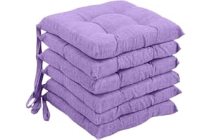 Viterbo Biancheria - Cuscini Sedie Cucina Set da 6 per Esterno ed Interno, Coprisedie con Laccetti, Design 4 Punti Imbottito, Ogni Cuscino è Realizzato in Morbida Spugna da 6cm (Lilla)