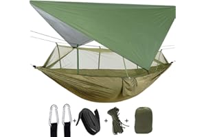 BEACON PET Hamac de camping pour 2 personnes avec filet, tente, sangles d'arbre, robuste, étanche, léger, en nylon pour randonnée, voyage, plage, survie, jardin