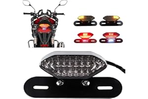 Chemini 20 LED Motorcycle Tail Light Integrated LED Brake Light&Turn Signal Indicator Light Motorbike Driving Light With Mounting Iron Frame Waterproof-Black Lens