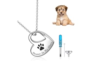 QESSUVNC Pet Ashes Keepsake Dog Necklace Keepsake For Dog Ashes Pet Ashes Keepsake Dog Ashes Necklace Dog Ashes Urn Ashes Keepsake Heart Necklace Pet Urn Ashes Necklace for Ashes Dog Pet Ashes Necklace Dog