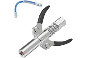 DUFUSO Testina Ingrassatore, Testina Ingrassatore Professionale con Tubo da 30CM Ingrassatore Manuale, Raccordo M6-M14 G Grasso Pistola Accoppiatore con Doppia Maniglia per Tutti Pressa per Grasso