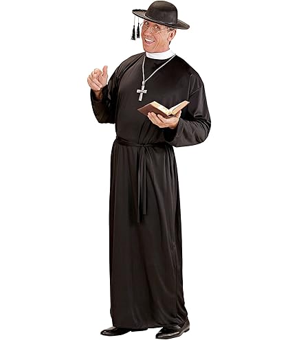 Schwarze Priesterrobe Erwachsene - Halloween Kostüm Groß