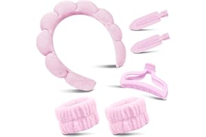 ‎MY NOVEL THINGS my novel things 6 Stück Haarband Kosmetik, Spa Stirnband, Hautpflege Stirnband zum Waschen Gesicht Wristband Set für Frauen, Spa Haarbänder mit Haarspangen, für Dusche Schönheit Mädchen Sport Yoga