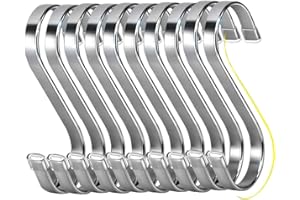 WEERSTONE 18 Stück S Haken Edelstahl S-förmige Haken Schwerlast Metall haken für für Badezimmer, Schlafzimmer, Büro, Küche, Geschäft